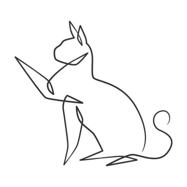 Desenho Linha Contínua Gato Bonito Cat Uma Linha Desenho Design —  Vetores de Stock