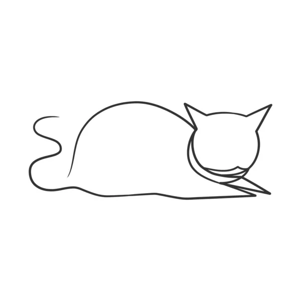 Kontinuierliche Linienzeichnung Der Niedlichen Katze Katze Eine Linienzeichnung Minimalistisches Design — Stockvektor