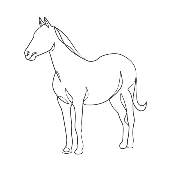 Kontinuální Čára Kreslení Koně Koně Jedna Čára Kreslení Minimalistický Styl — Stockový vektor