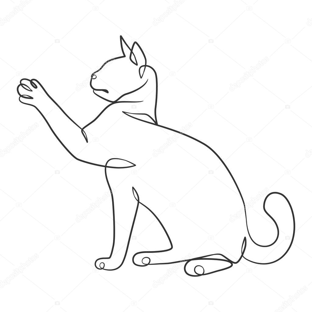 Continuous line drawing of cute cat, Cat one line drawing minimalist design