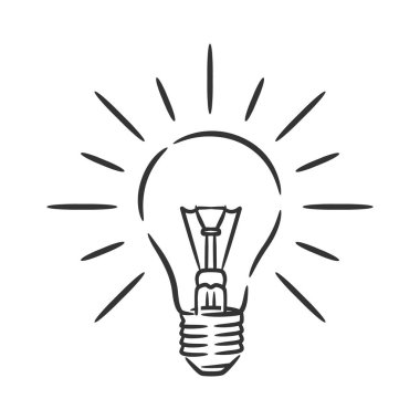 Ampul sembolünün çizgi çizimi fikri. Ampul çizgisi çizimi