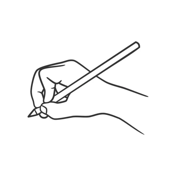 Zeichenkunst Illustration Von Hand Halten Stift Und Schreiben Oder Zeichnen — Stockvektor