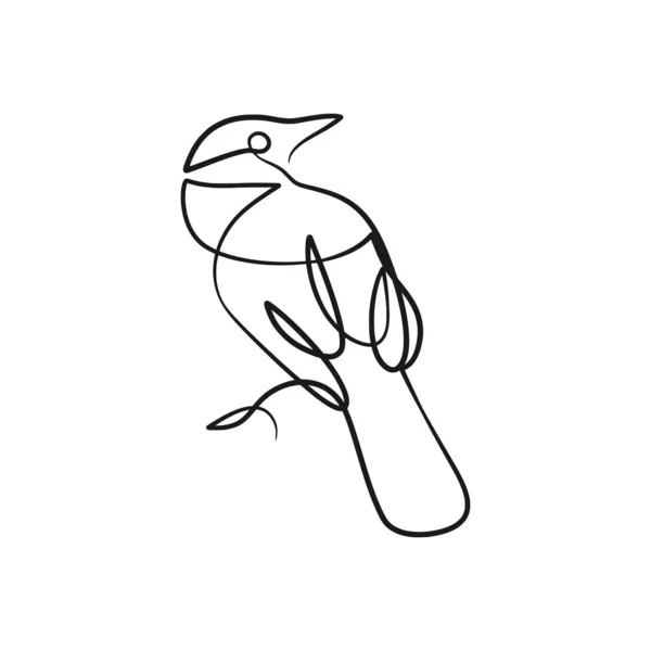 Ciągły Rysunek Ptaka Jednej Linii Single Line Ilustracja Minimalizm Projekt — Wektor stockowy