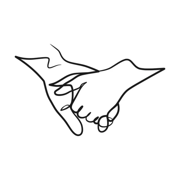 Continuous Uma Linha Arte Desenho Mãos Casal Mãos Juntas Design — Vetor de Stock
