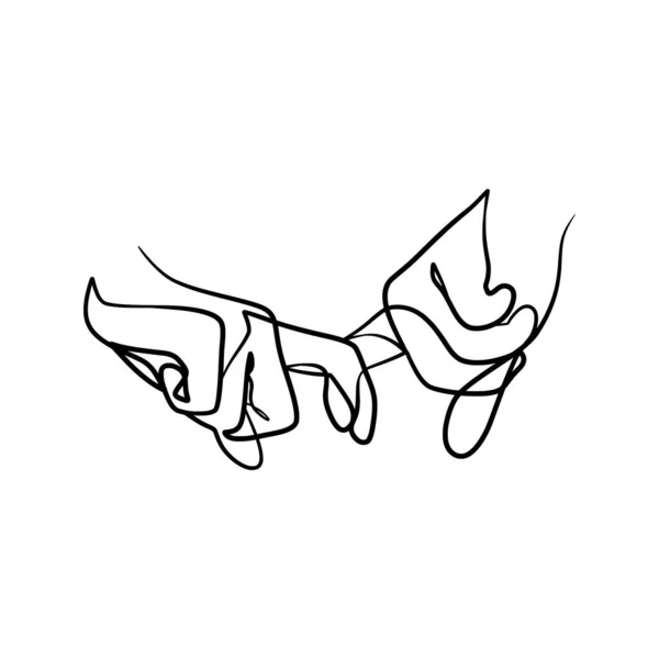 Continuous One Line Art Drawing Hands Couple Hands Holding Together — Stock Vector