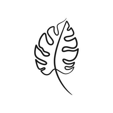 Canavar yaprağı sürekli bir çizgi çizer. Tek çizgi minimalizm tasarımı