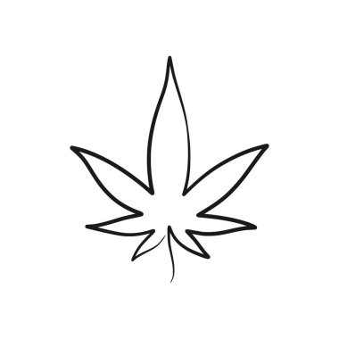 Kenevir sürekli bir çizgi sanat tasarımı. Marihuana tek çizgi minimalizm tasarımı