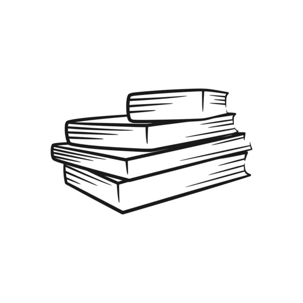 Livro Linha Arte Desenho Ilustração Preto Branco —  Vetores de Stock