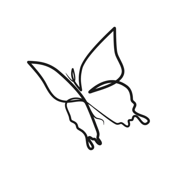 Butterfly Kontinuierliche Zeichnung Einer Linie Einzeiliges Minimalistisches Design — Stockvektor