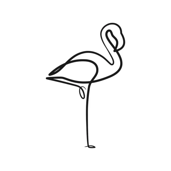 Flamingo Folyamatos Egyvonalas Rajz Egysoros Minimalizmus Kialakítása — Stock Vector