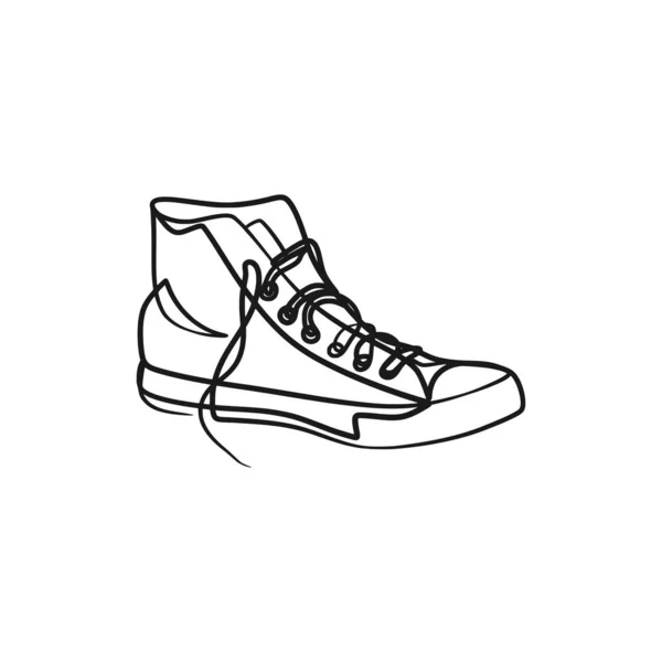 Sneakers Continuous One Line Art Illustration Sneakers Desain Minimalisme Baris - Stok Vektor