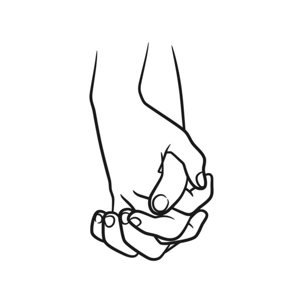 Hands Couple Line Art Illustration Hands Holding Together — Stockvektor