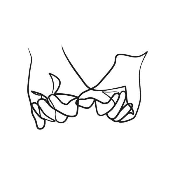 Continuous Uma Linha Arte Desenho Mãos Casal Mãos Juntas Design — Vetor de Stock