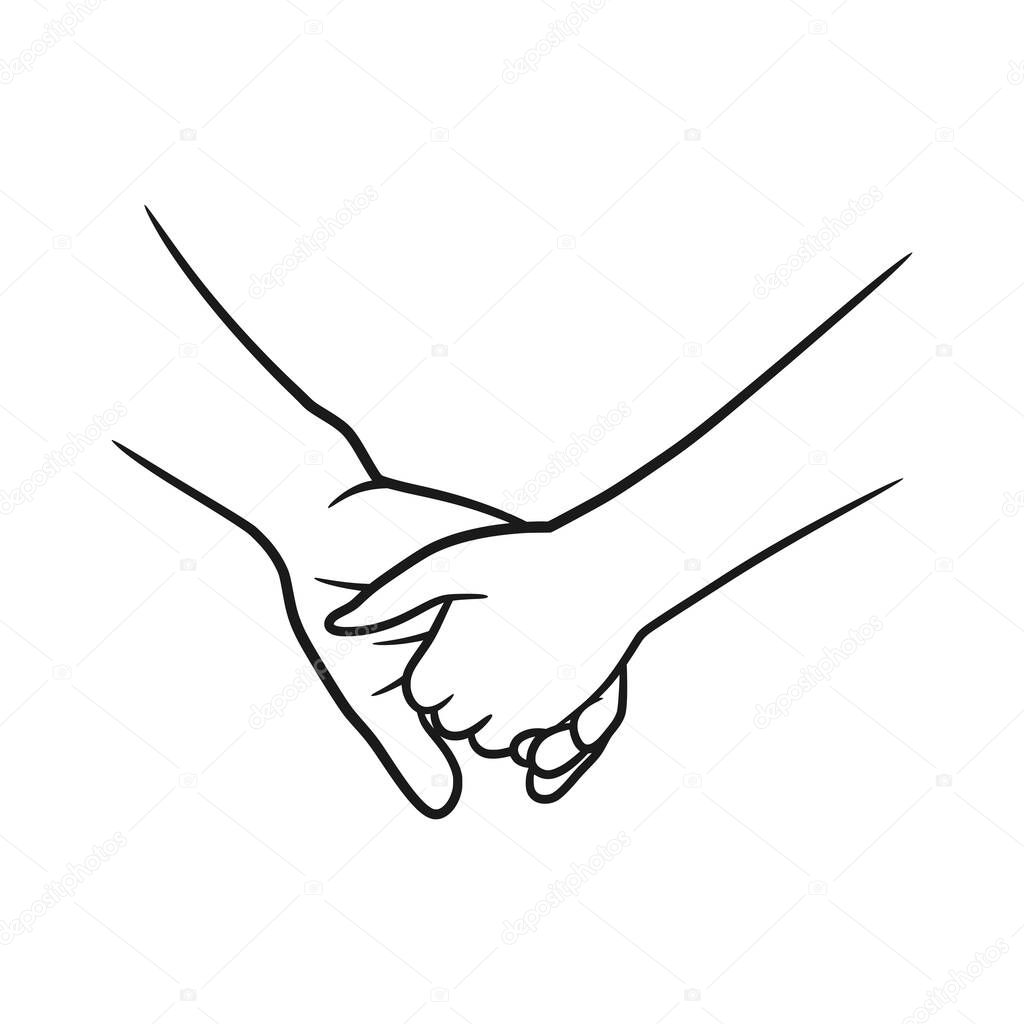 Hands couple line art illustration, Hands holding together