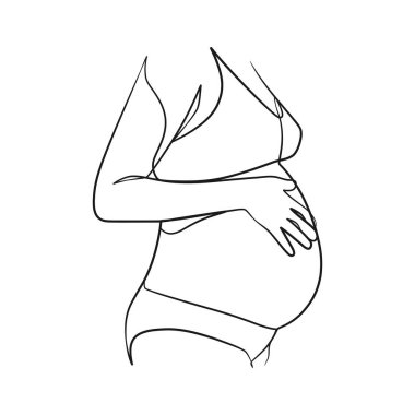 Pregnant woman continuous line art