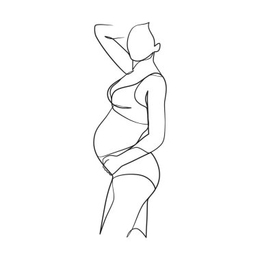 Pregnant woman continuous line art