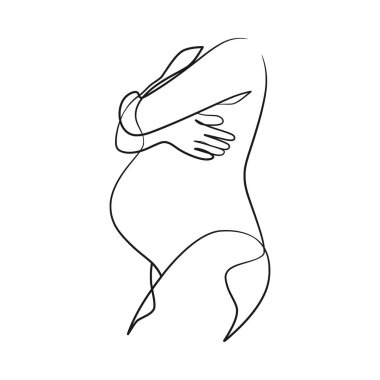 Pregnant woman continuous line art