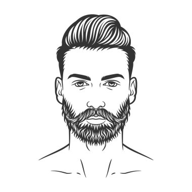 Bearded man hipster face illustration design