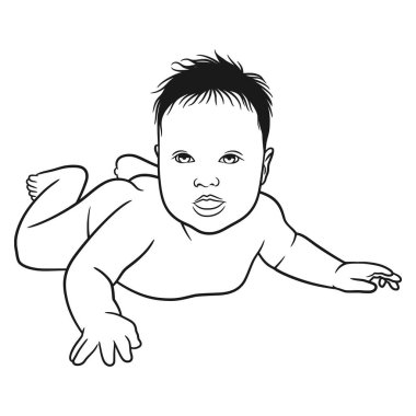 line art drawing illustration of baby
