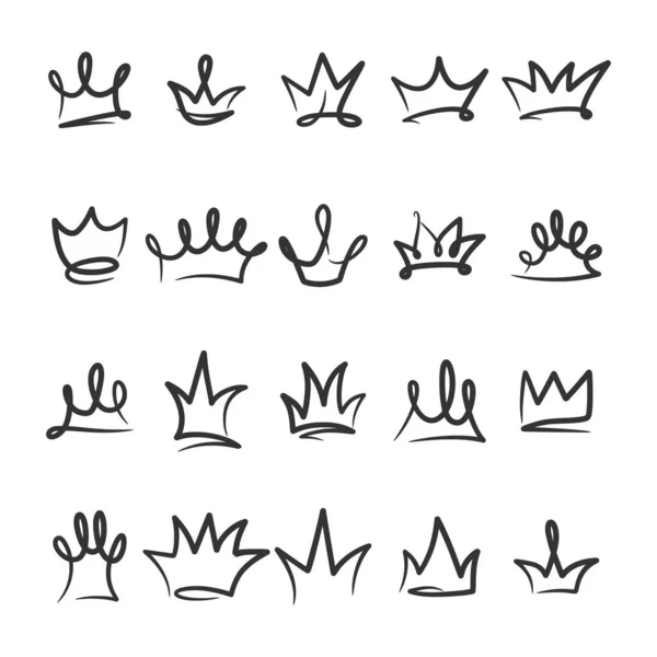 Hand Drawn Crown Doodle Icon Vector Collection — Image vectorielle