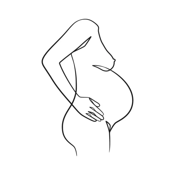 Pregnant Woman Continuous Line Art —  Vetores de Stock
