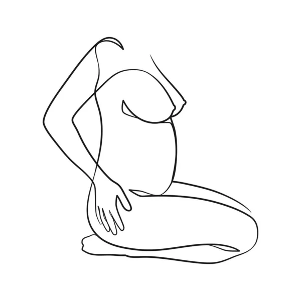 Pregnant Woman Continuous Line Art — 스톡 벡터