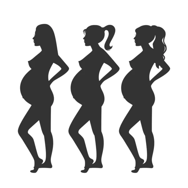 Silhouette Pregnant Women Vector Illustration — 스톡 벡터