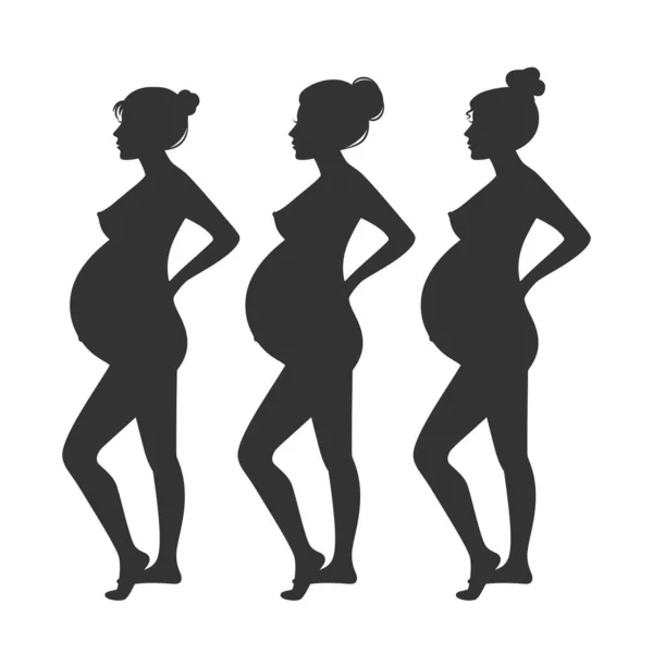 Σιλουέτα Των Εγκύων Γυναικών Διανυσματική Απεικόνιση — Διανυσματικό Αρχείο