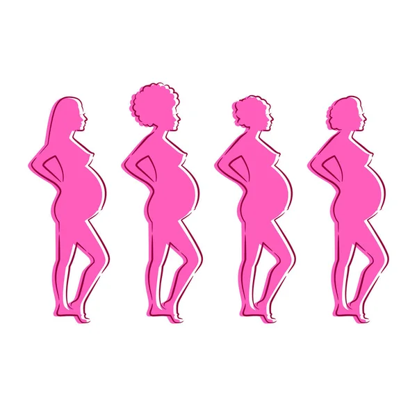 Line Art Pregnant Women Vector Illustration — Stok Vektör