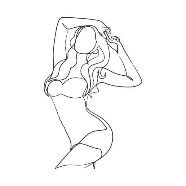 Continuous One Line Art Drawing Sexy Woman Body — Archivo Imágenes Vectoriales