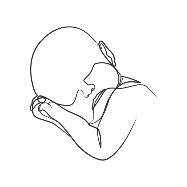 Continuous Line Art Drawing Illustration Baby — Archivo Imágenes Vectoriales