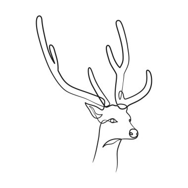 Deer continuous line art illustration. Deer one line art minimalism design