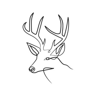 Deer continuous line art illustration. Deer one line art minimalism design