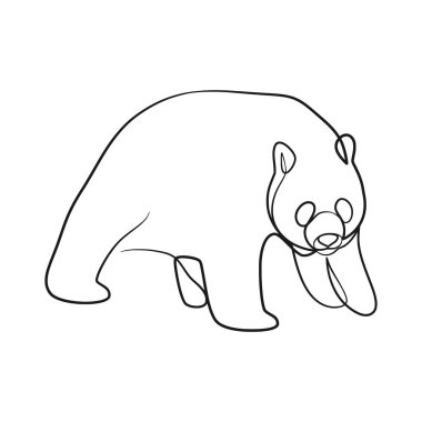 Panda bear continuous line art drawing, One line art drawing of panda bear minimalism design