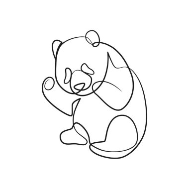 Panda bear continuous line art drawing, One line art drawing of panda bear minimalism design