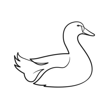 Duck continuous line art drawing, One line art design of duck, Duck animal line art