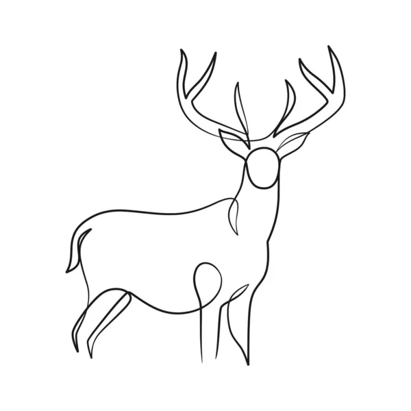 Deer Continuous Line Art Illustration Deer One Line Art Minimalism — Stock Vector