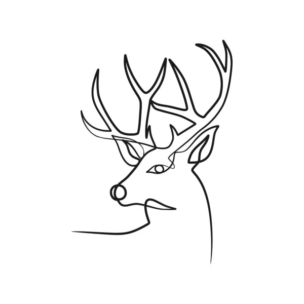Deer Continuous Line Art Illustration Deer One Line Art Minimalism — Stockový vektor