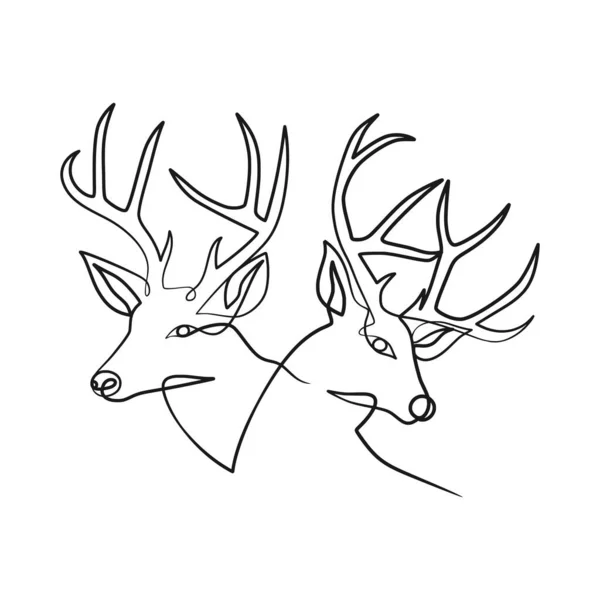 Deer Continuous Line Art Illustration Deer One Line Art Minimalism — Wektor stockowy