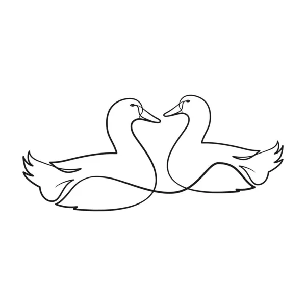 Duck Continuous Line Art Drawing One Line Art Design Duck — Vector de stock