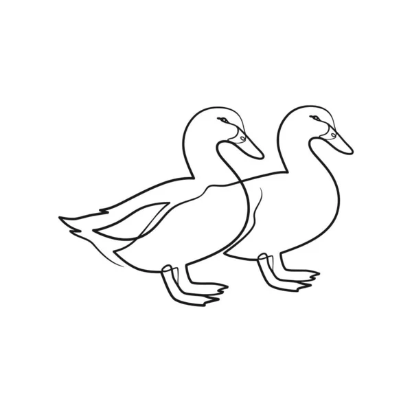 Duck Continuous Line Art Drawing One Line Art Design Duck — Wektor stockowy