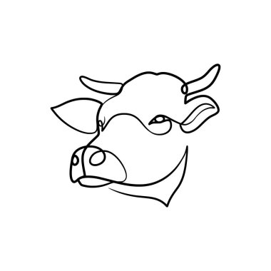 İnek sürekli sanat tasarımı, inek bir çizgi sanat minimalizmi tasarımı