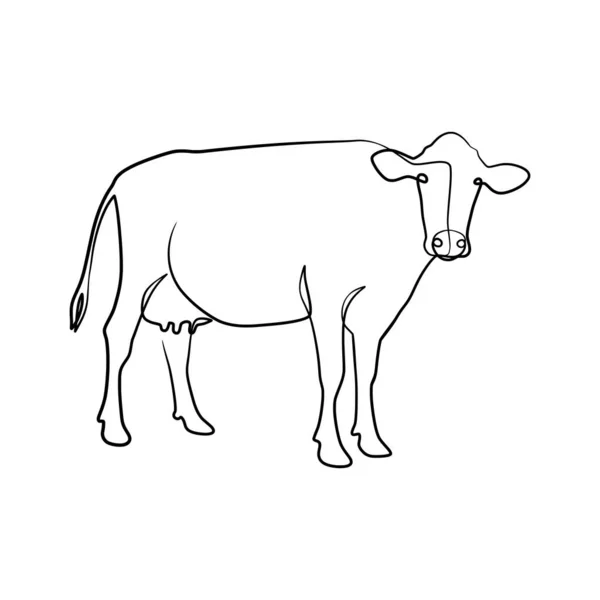 Kráva Kontinuální Line Art Design Kráva One Line Art Minimalism — Stockový vektor