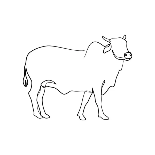 Vache Conception Art Ligne Continue Vache Conception Minimalisme Art Ligne — Image vectorielle