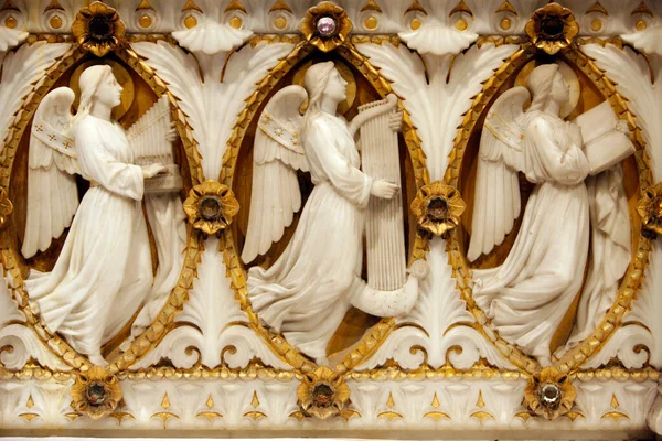 Escultura Ángel Músico Altar Cripta Basílica Fourviere Francia — Foto de Stock