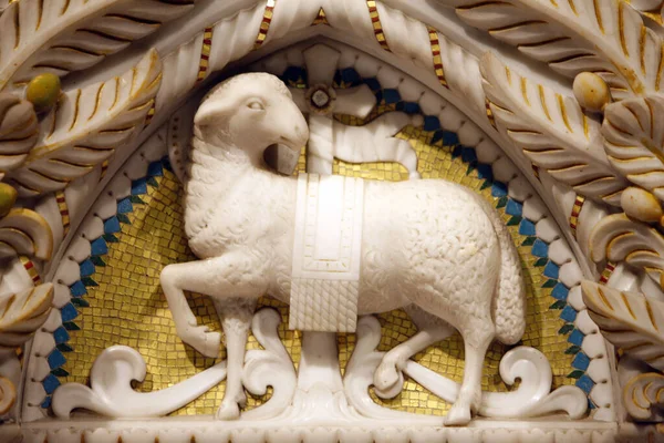 Божа Скульптура Головному Вівтарі Фурв Базиліці Франція — стокове фото