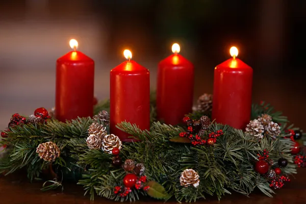 Four Advent Candles Christmas Celebration France — Stock Photo, Image