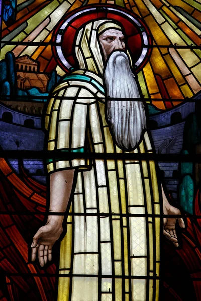 聖ポピン教会のステンドグラス 聖ポリカープ フランス — ストック写真