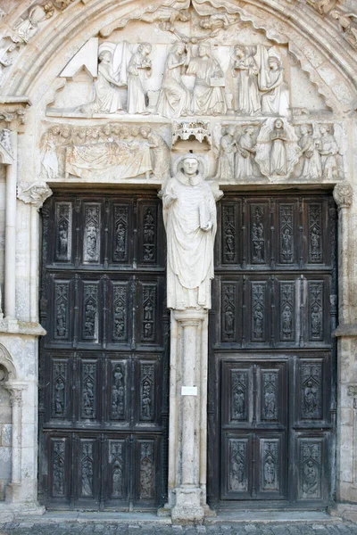 Porta Xii Secolo Della Chiesa San Thibault Francia — Foto Stock