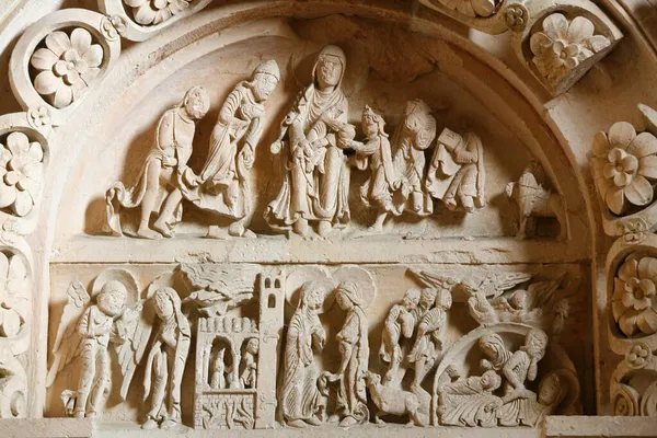 Vezelay Basiliek Narthex Tympaan Frankrijk — Stockfoto